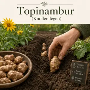 So pflanzt Du Topinambur (Knollen legen) richtig ein. Sorge für eine ideale Aussaat. Christian Sill | Ihr Partner für Gartenpflege und Hausdienstleistungen im Flecken Coppenbrügge, Bad Münder, Hameln-Pyrmont, Springe und den umliegenden Orten.